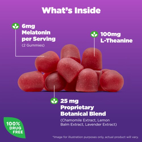 Natrol® Sleep + Calm Strawberry Gummies Perspective: left