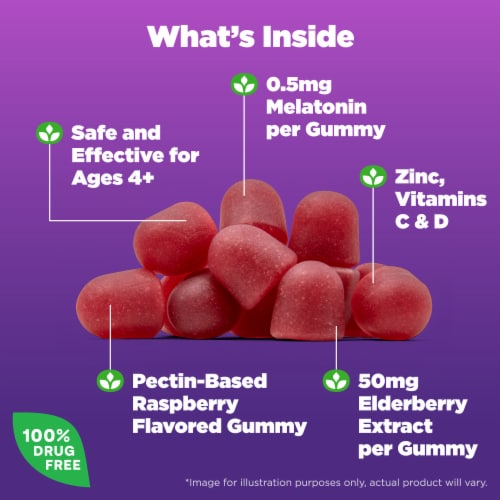 Natrol® Kids Sleep+ Immune Health Sleep Aid Supplement Berry Flavored Gummies Perspective: left