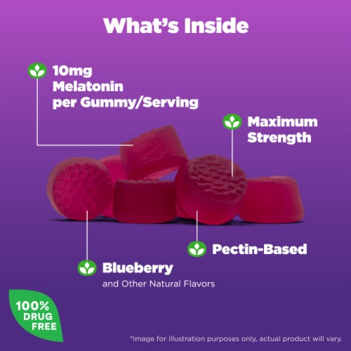 Natrol® MelatoninMax Strength Drug Free Sleep Aid Supplement Blueberry Flavored Gummies Perspective: left