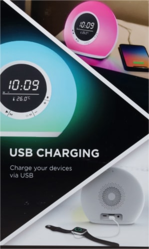 iHome Bluetooth Color Changing Clock Radio & USB Perspective: left