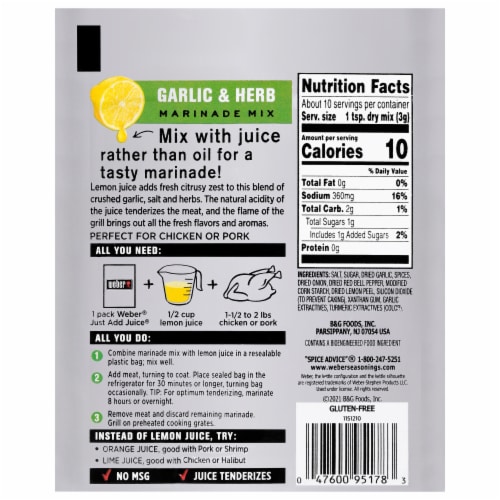 Weber Just Add Juice Garlic & Herb Marinade Mix Perspective: left