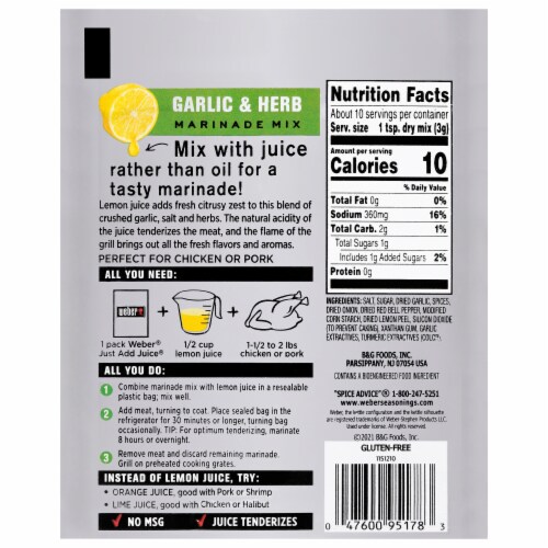 Weber Just Add Juice Garlic & Herb Marinade Mix Perspective: left