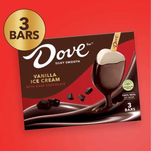 DOVE Vanilla with Dark Chocolate Ice Cream Bars Perspective: left