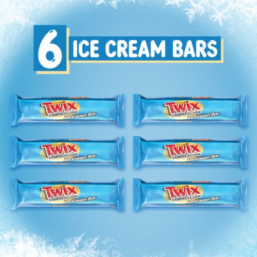 TWIX Cookies & Cream Vanilla With Crunchy Chocolate Cookie Pieces Ice Cream Bars Perspective: left