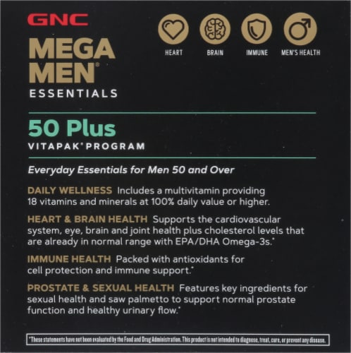 GNC Mega Men® Essentials 50 Plus Vitapak Program Multivitamins Perspective: left