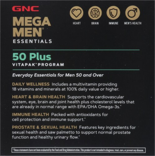 GNC Mega Men® Essentials 50 Plus Vitapak Program Multivitamins Perspective: left