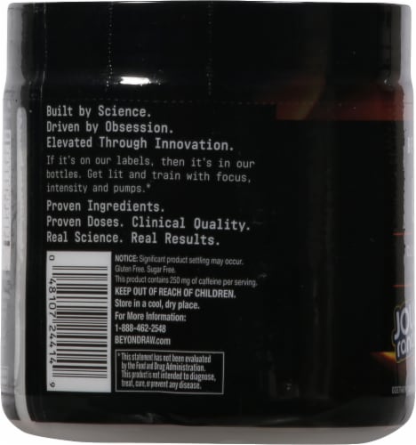 GNC Beyond Raw® Lit® Clinically Dosed Cherry Jolly Rancher Pre-Workout Supplement Perspective: left