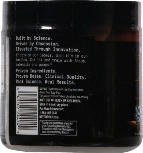 GNC Beyond Raw® Lit® Clinically Dosed Cherry Jolly Rancher Pre-Workout Supplement Perspective: left