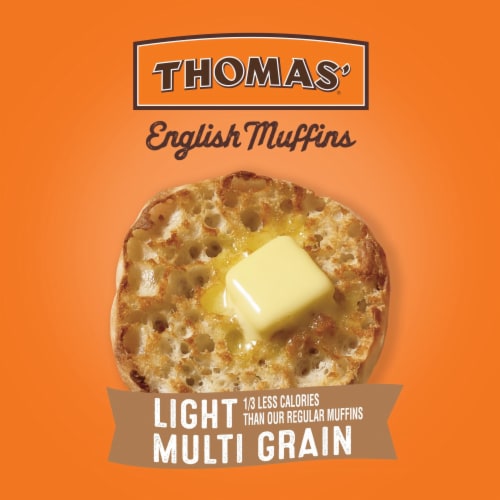 Thomas' Nooks & Crannies Light Multi-Grain English Muffins Perspective: left