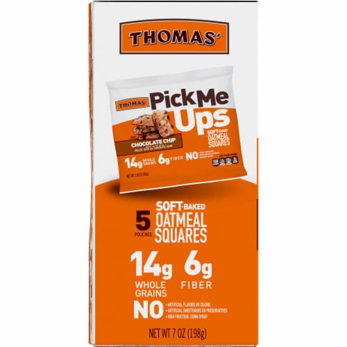 Thomas' Pick Me Ups Chocolate Chip Oatmeal Bars Perspective: left