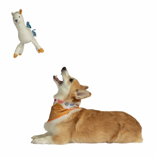 Manhattan Pet Toy Shakers Salt Under Stuffed Llama Squeaker Dog Exercise Toy Perspective: left
