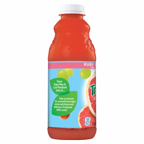 Tropicana® Ruby Red Grapefruit 100% Juice Bottle Perspective: left