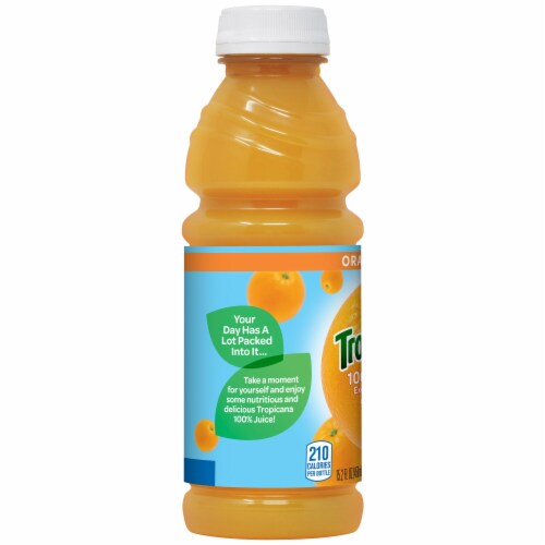 Tropicana 100% Orange Juice Bottle Perspective: left