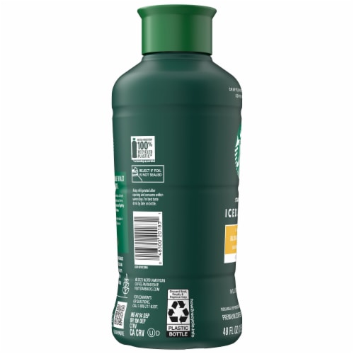 Starbucks® Blonde Roast Unsweetened Black Iced Coffee Carton Perspective: left