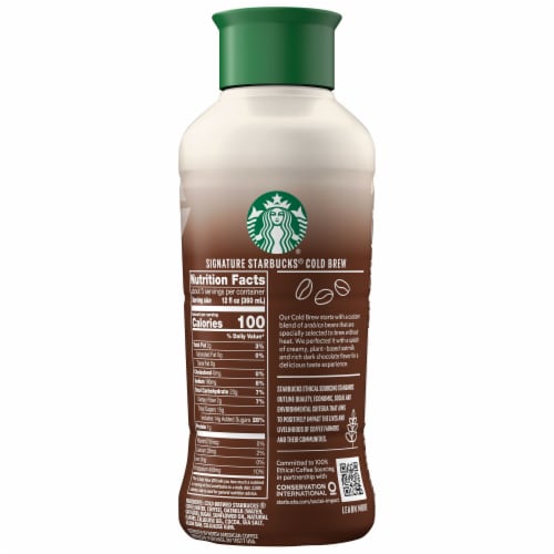 Starbucks® Dark Chocolate Oat Milk Cold Brew Premium Coffee Beverage Perspective: left