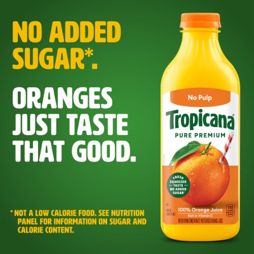 Tropicana Pure Premium Original No Pulp No Sugar Added 100% Orange Juice Perspective: left
