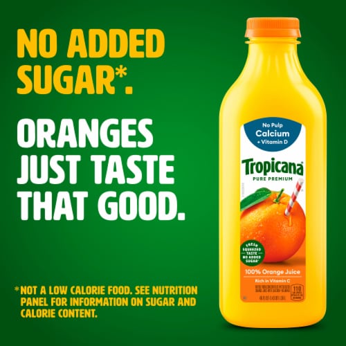 Tropicana Pure Premium Original No Pulp No Sugar Added Calcium And Vitamin D 100% Orange Juice Perspective: left