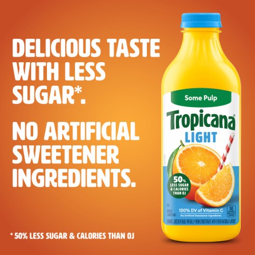 Tropicana Light Orange Juice Beverage, Some Pulp Perspective: left