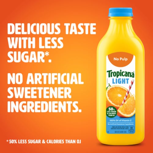 Tropicana Light Orange Juice Beverage, No Pulp Perspective: left