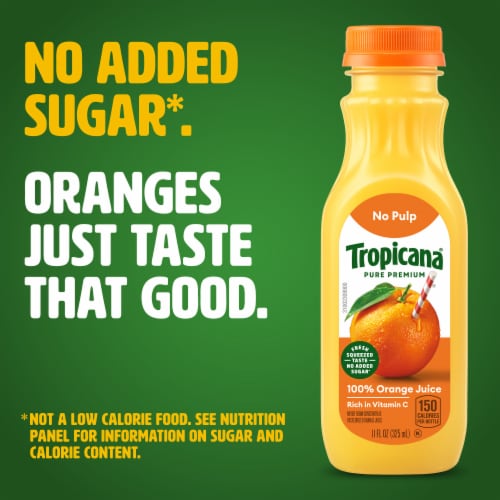 Tropicana Pure Premium Original No Pulp No Sugar Added Single Serve 100% Orange Juice Perspective: left