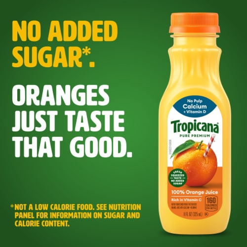 Tropicana Pure Premium Original No Pulp No Sugar Added With Calcium + Vitamin D 100% Orange Juice Perspective: left