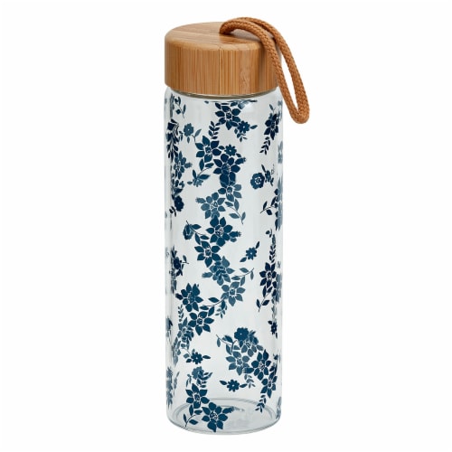 Tabletops Unlimited Gallery Americana Glass Water Bottle - Assorted Red/Blue Floral Perspective: left