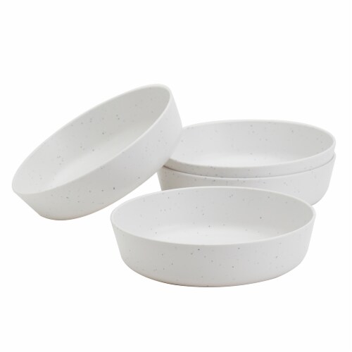 Tabletops Unlimited Smart Planet Lacey Recycled Plastic 7.12-Inch Dinner Bowls Set - White Perspective: left