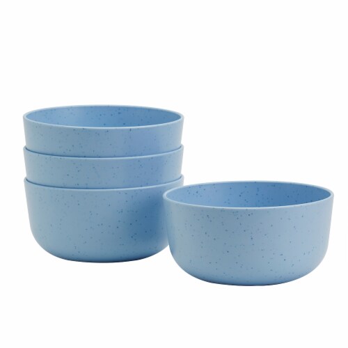 Tabletops Unlimited Smart Planet Lacey Recycled Plastic 6-Inch Cereal Bowls Set - Periwinkle Perspective: left