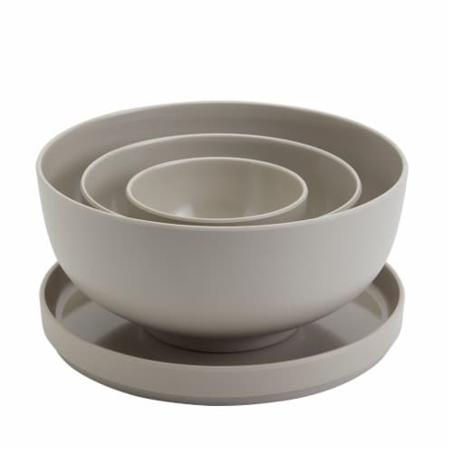 Tabletops Unlimited Gallery 4pc Melamine Bowl and Plate Set – Ash Perspective: left