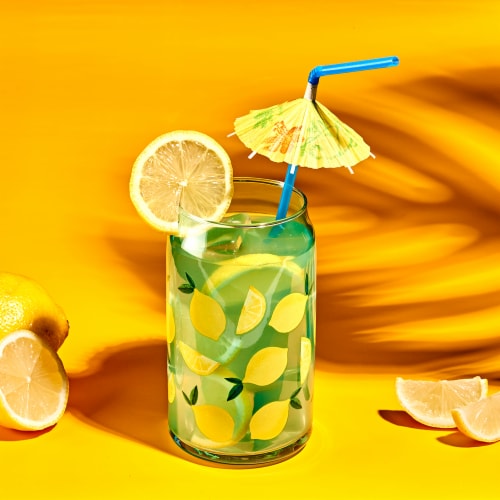 Tabletops Gallery Fruity Soda Can Glass – Lemon Perspective: left