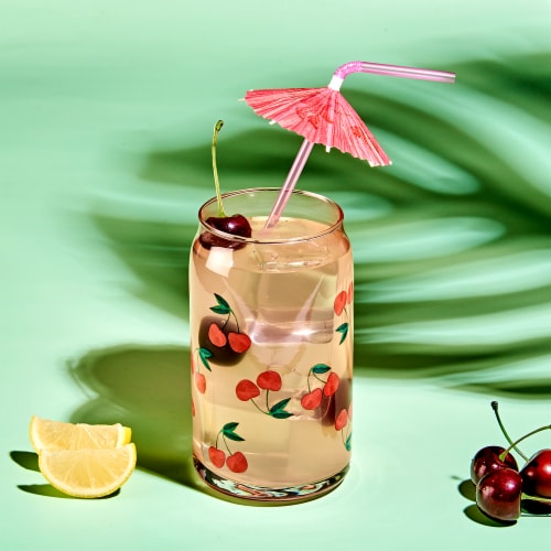 Tabletops Gallery Fruity Soda Can Glass – Cherry Perspective: left