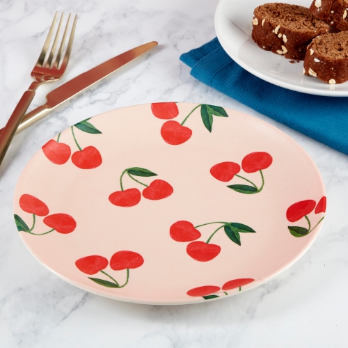 Tabletops Gallery Fruity Bamboo Melamine Salad Plate - Cherry Perspective: left