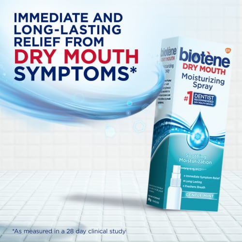 Biotene Dry Mouth Gentle Mint Moisturizing Mouth Spray Perspective: left
