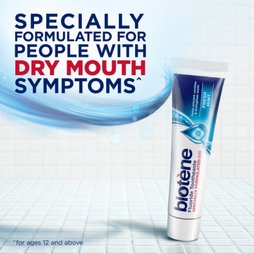 Biotene, Dry Mouth, Fluoride Toothpaste, Fresh Mint, Helps Prevent Cavities & Strengthen Teeth Perspective: left