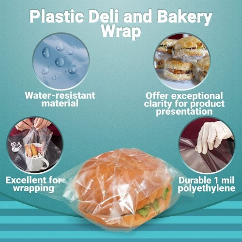 1000 Deli And Bakery Wrap Plastic Sheets 18x18 Food Wrapping Sandwiches Cookies Perspective: left