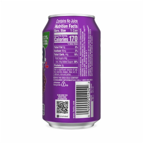 Fanta® Grape Caffeine Free Soda Can Perspective: left