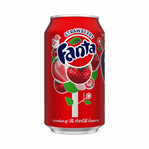 Fanta® Strawberry Caffeine Free Soda Can Perspective: left