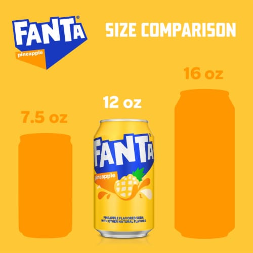 Fanta® Pineapple Caffeine Free Soda Fridge Pack Cans Limits May Apply Perspective: left