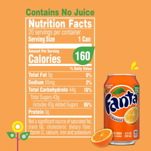 Fanta® Orange Caffeine Free Soda Cans Perspective: left