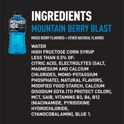 Powerade Mountain Berry Blast Electrolyte & Vitamin Sports Drink Perspective: left