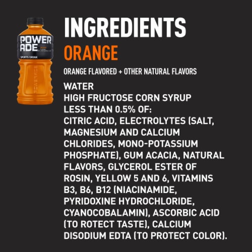 Powerade Orange Electrolyte & Vitamin Sports Drink Perspective: left