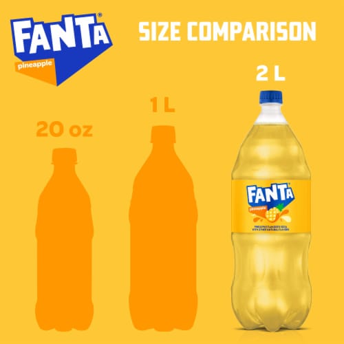 Fanta® Pineapple Caffeine Free Soda Bottle Perspective: left