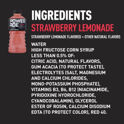Powerade Strawberry Lemonade Electrolyte & Vitamin Sports Drink Perspective: left