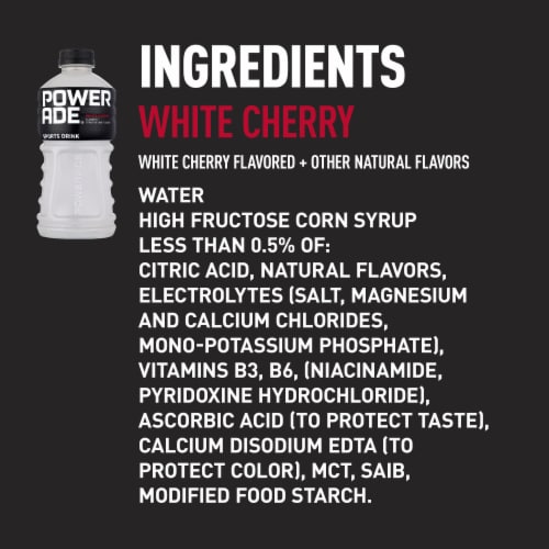 Powerade White Cherry Electrolyte & Vitamin Sports Drink Perspective: left