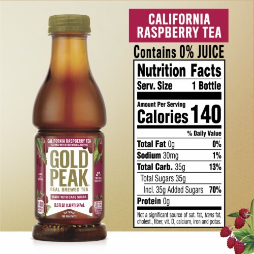 Gold Peak Raspberry Flavored Iced Tea Drink Perspective: left