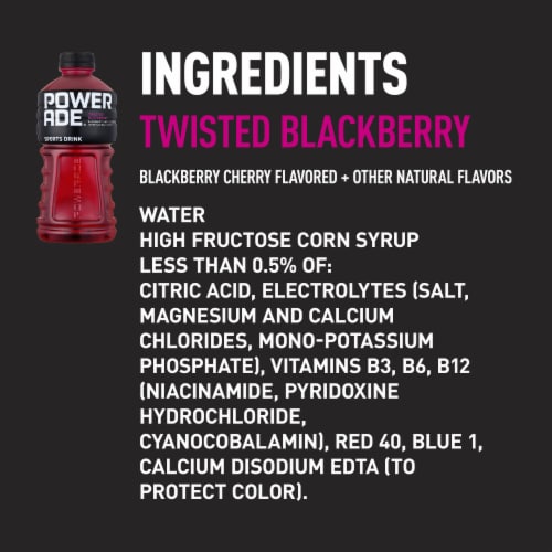 Powerade Twisted Blackberry Cherry Electrolyte & Vitamin Sports Drink Perspective: left