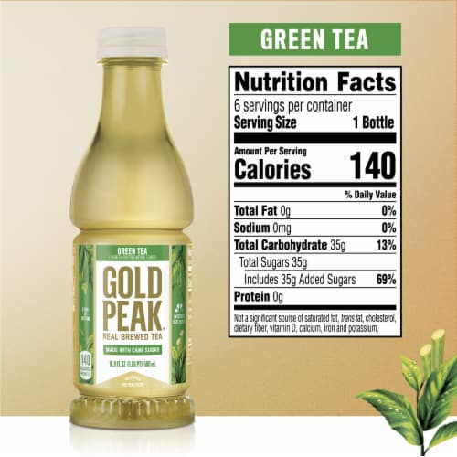 Gold Peak Green Sweetend Iced Tea Drink Perspective: left