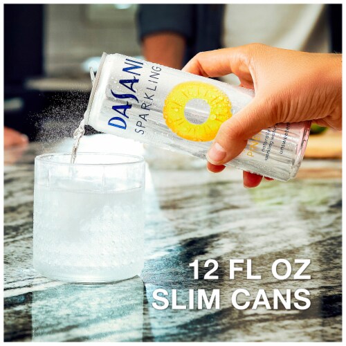 Dasani® Tropical Pineapple Flavored Sparkling Water Cans Perspective: left