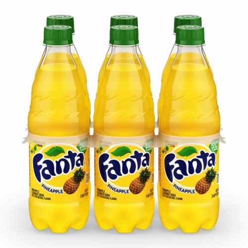 Fanta® Pineapple Caffeine Free Soda Bottles Perspective: left