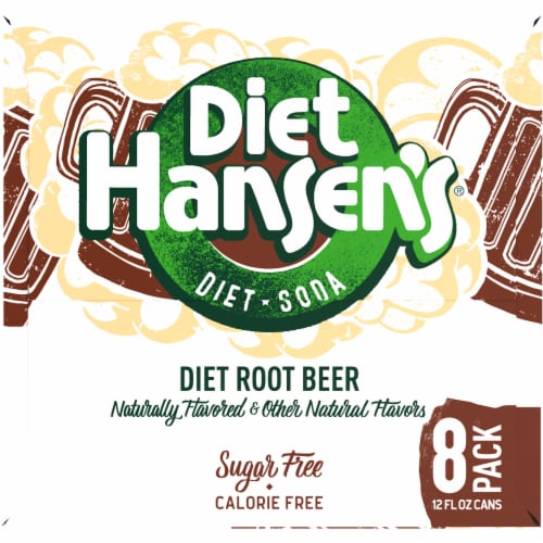 Hansen's Diet Root Beer Soda Perspective: left